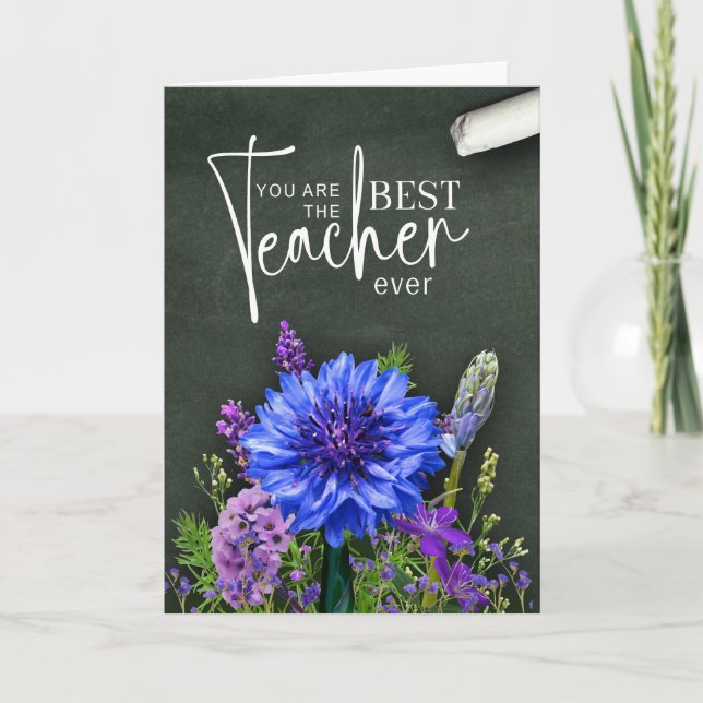 Best Teacher Floral Greeting Card (Front)