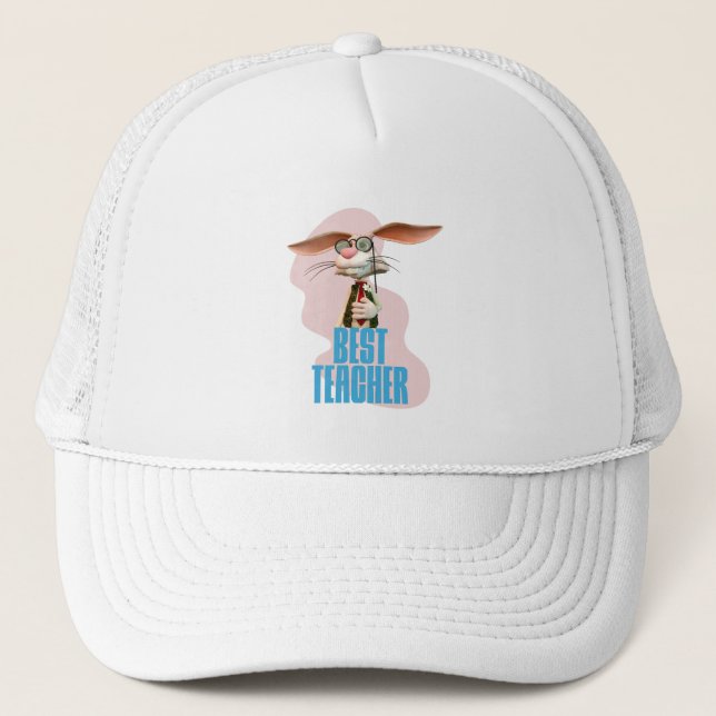 Best Teacher Funny Rabbit Classroom Humour Trucker Hat (Front)