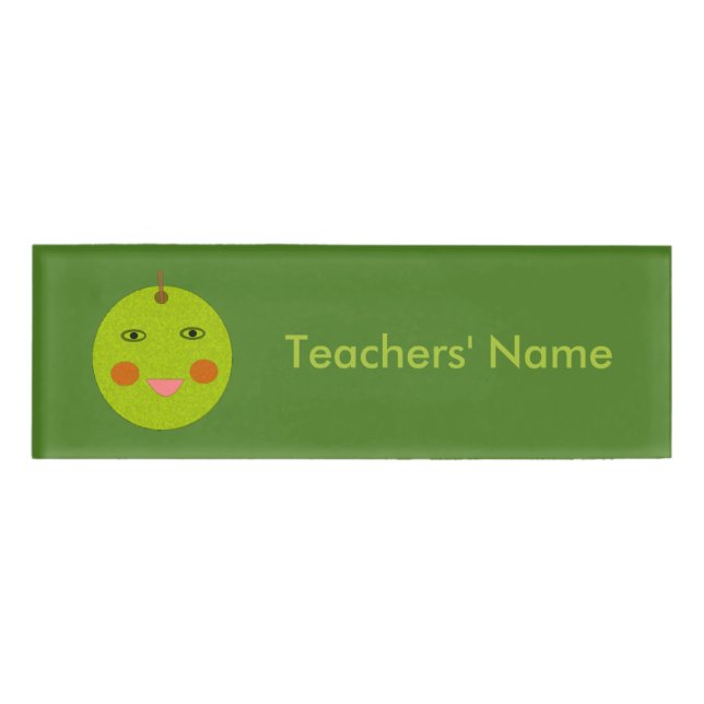 Best Teacher Happy Apple Custom Name Tag (Front)