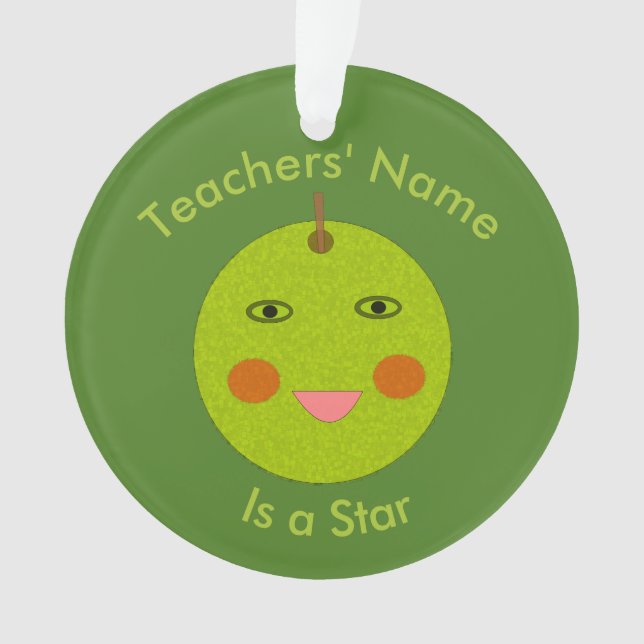 Best Teacher Happy Apple Custom Ornament (Front)