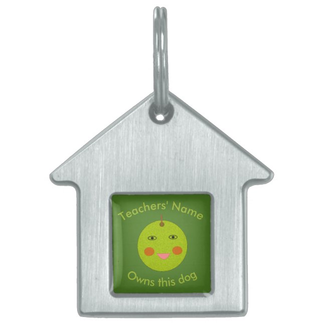 Best Teacher Happy Apple Custom Pet Tag (Front)