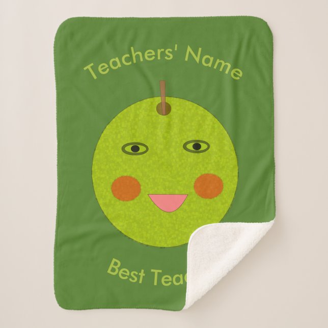 Best Teacher Happy Apple Custom Sherpa Blanket (Front)