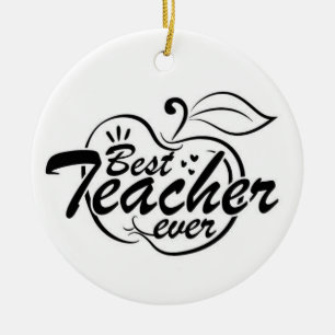 BEST TEACHER/MERRY CHRISTMAS ON OTHER SIDE CERAMIC TREE DECORATION