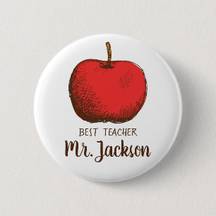 Best Teacher   Minimalistic Modern Fun Apple Keych 6 Cm Round Badge