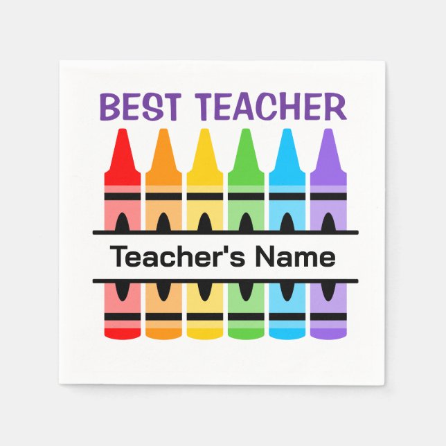 Best Teacher Napkin, Personalised School Gift Napkin (Front)