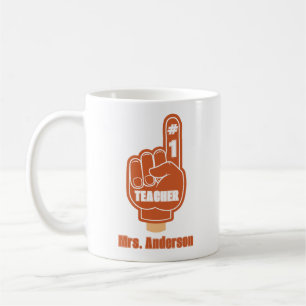 Best Teacher Number One Red Foam Finger Coffee Mug