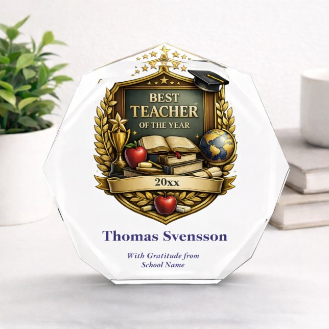Best Teacher of the Year Award Personalized Photo Block (Creator Uploaded)