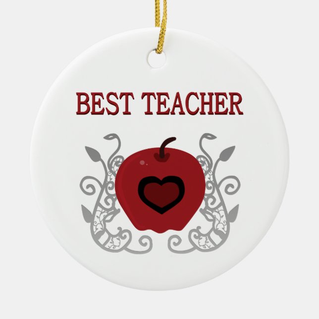 Best Teacher Red Apple Ceramic Tree Decoration (Front)