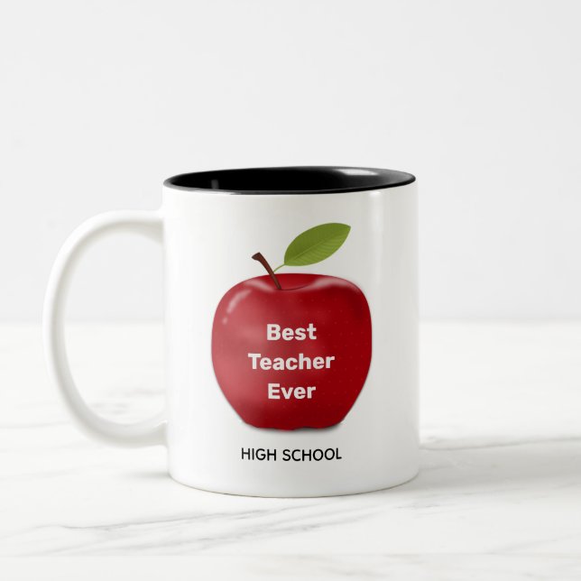 Best Teacher & Red Apple Two-Tone Coffee Mug (Left)