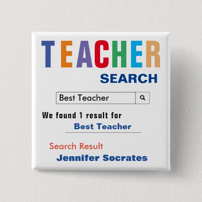 Best Teacher Search 15 Cm Square Badge (Front)
