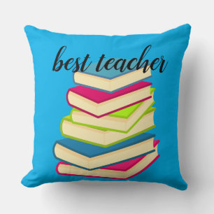 Best Teacher Stack of Books Cushion