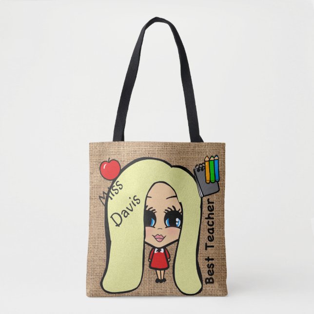 Best Teacher Tote - Personalised Caricature Bag (Front)