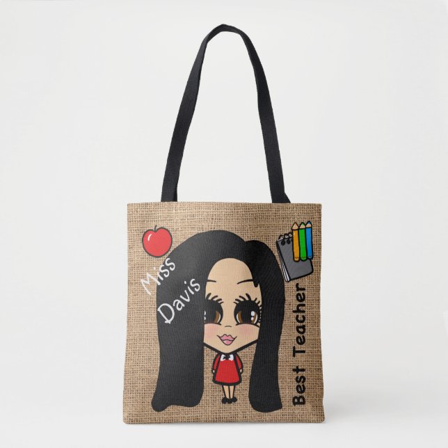 Best Teacher Tote - Personalised Caricature Bag (Front)