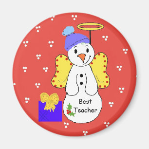 Best Teacher Whimsical Snowman Magnet