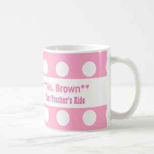 Best TEACHER'S AIDE Pink Polka Dots A12 Coffee Mug