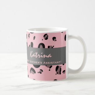 Best Teacher's Assistant Custom Name Leopard Print Coffee Mug