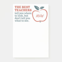 BEST TEACHERS custom monogram Post-It notes