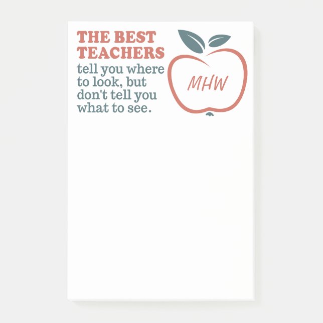 BEST TEACHERS custom monogram Post-It notes (Front)