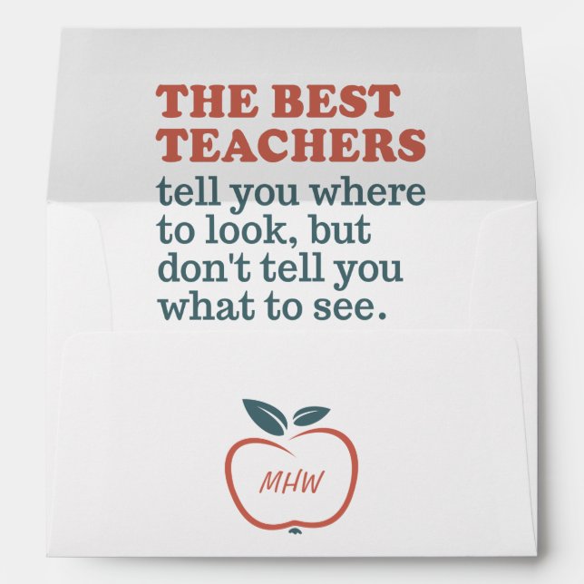 BEST TEACHERS custom monogram & text Envelope (Back (Bottom))