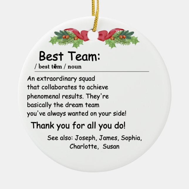 Best Team Definition employee appreciation Custom Ceramic Tree Decoration (Front)