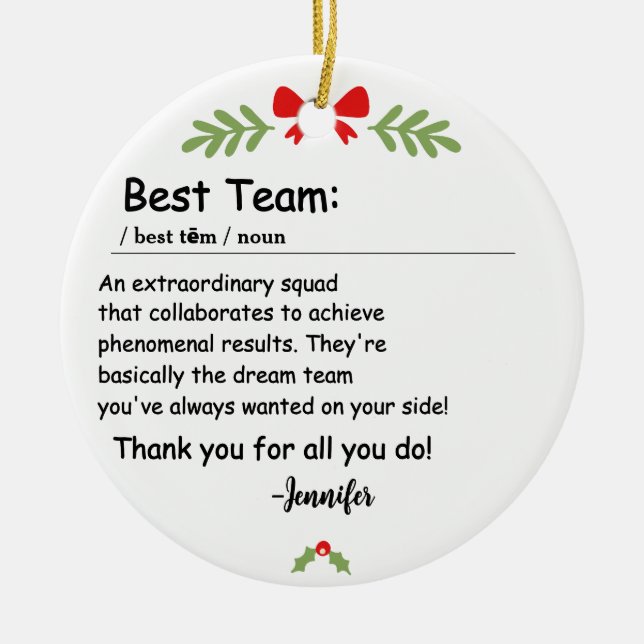 Best Team Definition employee appreciation Custom Ceramic Tree Decoration (Front)