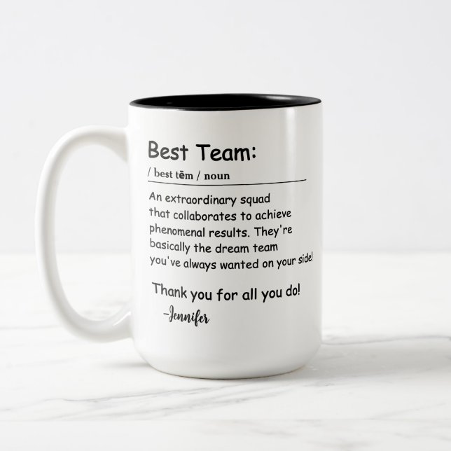 Best Team Definition employee appreciation Custom Two-Tone Coffee Mug (Left)