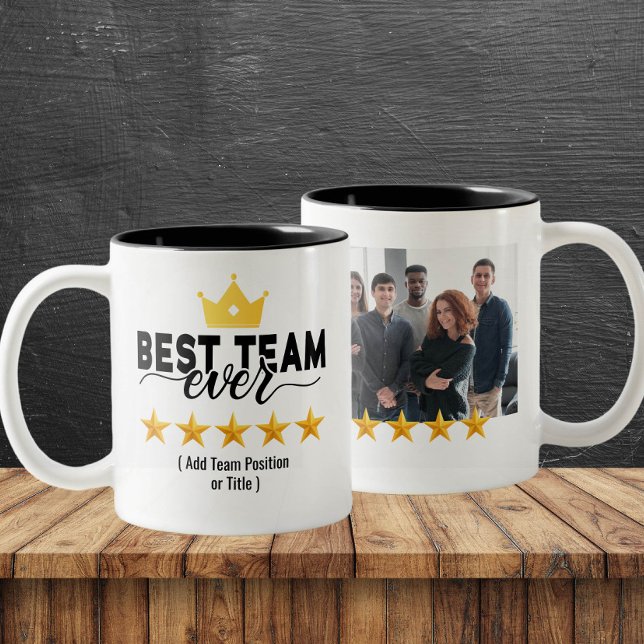 Best Team Ever Custom Name & Photo Two-Tone Coffee Mug (Creator Uploaded)