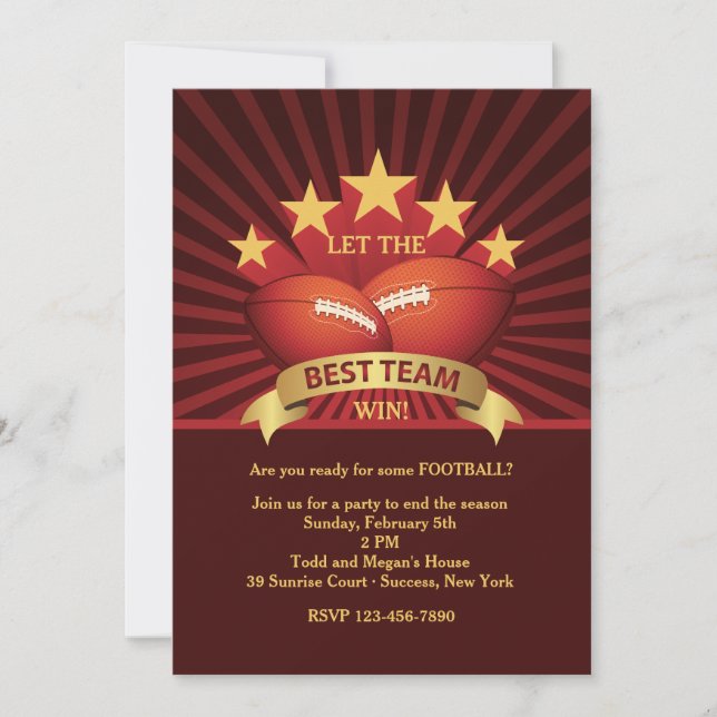 Best Team Football Party Invitation (Front)
