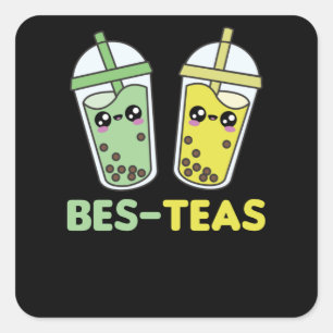 Best-Teas - Bubble Tea Kawaii Boba Tea Love Square Sticker