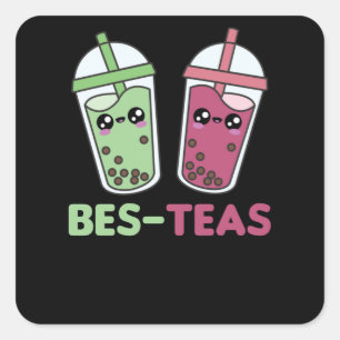 Best-Teas - Bubble Tea Kawaii Boba Tea Love Square Sticker