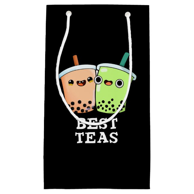 Best Teas Funny Besties Boba Tea Pun Dark BG Small Gift Bag (Front)