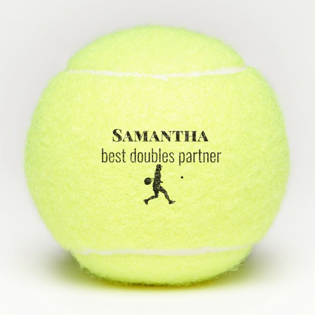 Best Tennis Doubles Partner Name Silhouette Tennis Balls (Front)