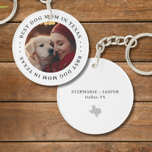 Best Texas Dog Mom Personalized Photo Key Ring