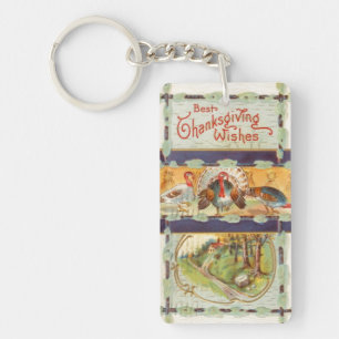 Best Thanksgiving Day Wishes Vintage Keychain