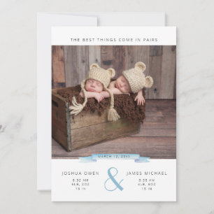 Best Things Come in Pairs   Twins Photo Collage Announcement