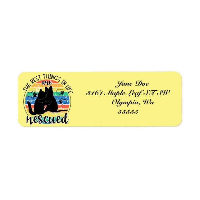 Best Things In Life Pet Rescue Return Address (Front)