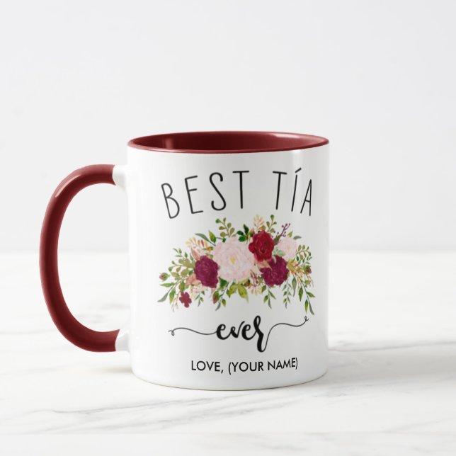 Best Tía Ever - Best Aunt Ever ADD YOUR NAME Mug (Left)
