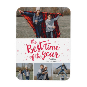Best Time of The Year Red Typography Photo Collage Magnet