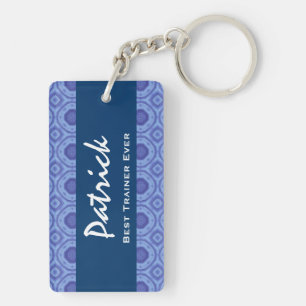 Best Trainer Ever Custom Name Blue Pattern Gift Key Ring