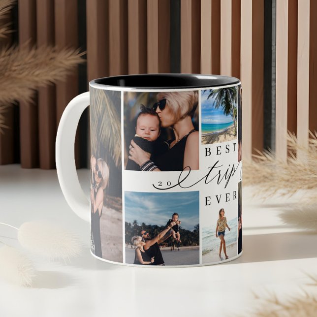 Best Trip Ever Family Vacation Fun 8 Photo Collage Two-Tone Coffee Mug (Best Trip Ever Family Vacation Fun 8 Photo Collage Two-Tone Coffee Mug)
