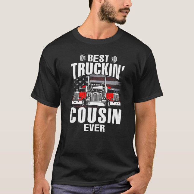 Best Truckin' COUSIN Ever USA Flag Father's Day   T-Shirt (Front)