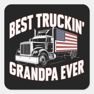 Best Truckin' Grandpa Ever Square Sticker