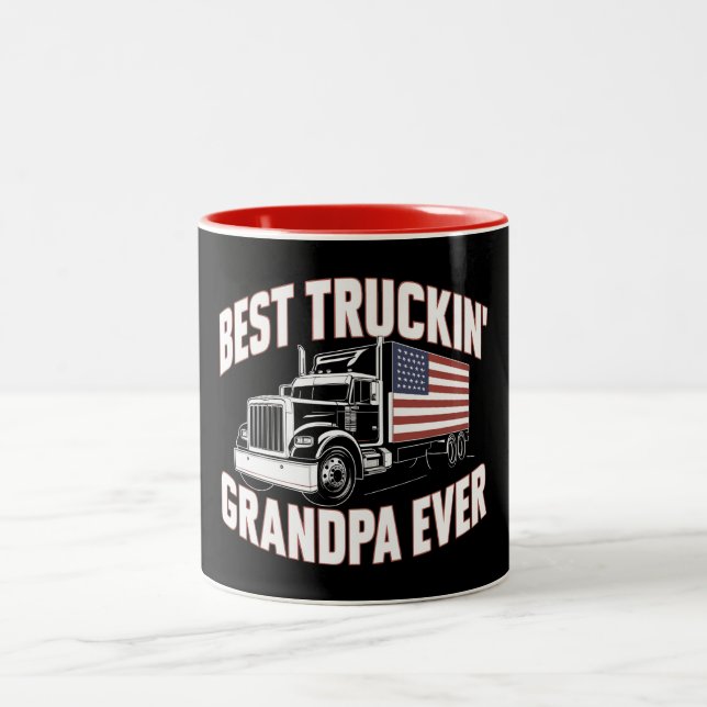 Best Truckin' Grandpa Ever Two-Tone Coffee Mug (Center)