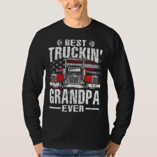 Best Truckin' GRANDPA Ever USA Flag T-Shirt Father