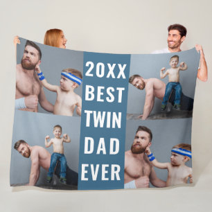 Best Twin Dad Ever Photo Fleece Blanket