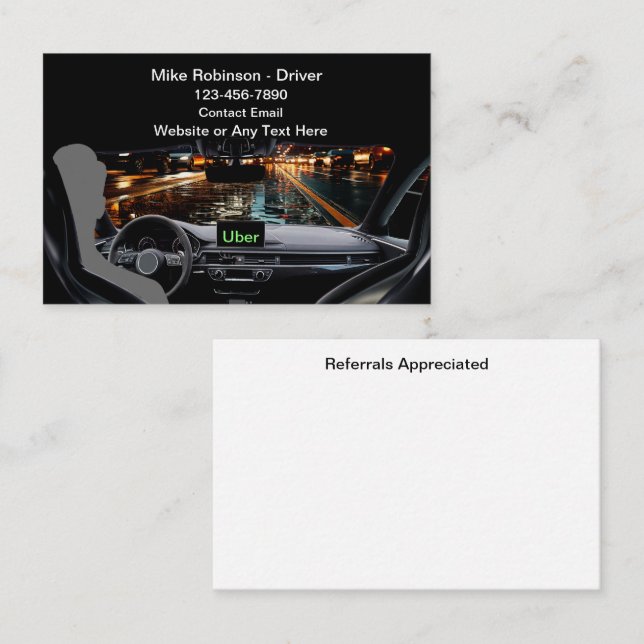 Best Uber Driver Ride Hailing Business Cards (Front/Back)
