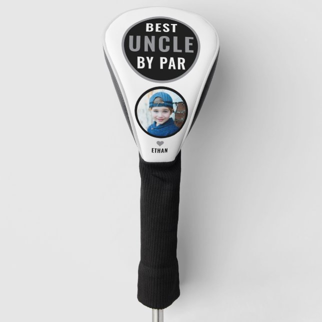  Best Uncle By Par Golf Gift Custom Name Photo Golf Head Cover (Front)