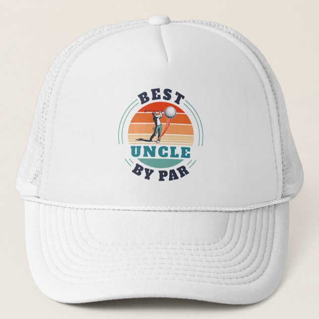 Best Uncle Custom Fathers Day Golf Retro Trucker Hat (Front)