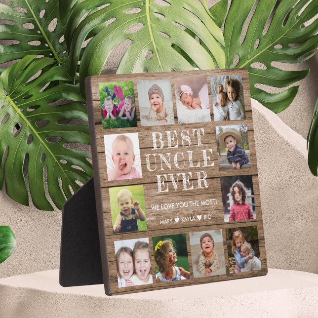 Best Uncle Ever 12 Photo Collage Personalised Wood Plaque (Creator Uploaded)