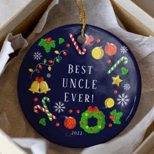 Best Uncle Ever 2 Sided Ceramic Tree Decoration
